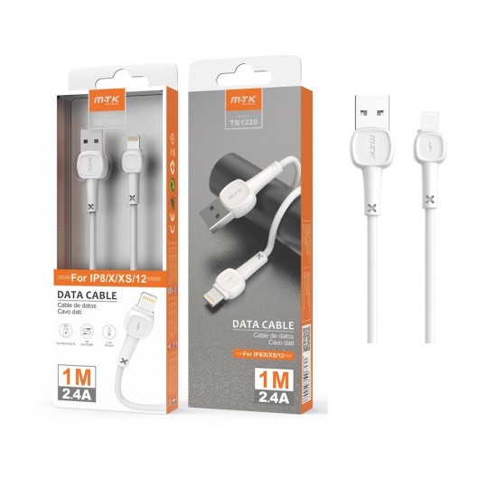 MTK LIGHTNING CABLE TB1220 FOR IPHONE 8/X/XS/12 2.4A 1M WHITE